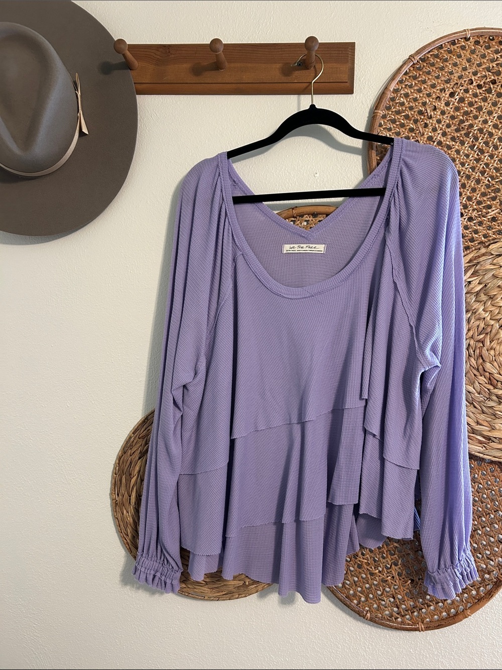 We The Free Lavender Layered Ruffle Long-Sleeve Top